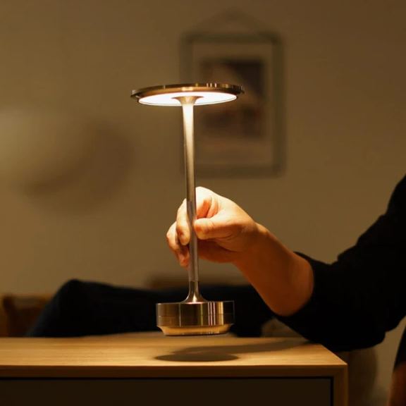 Rechargeable LED Table Lamp Touch Control 4 Brightness Levels Waterproof IP66 Metal Portable Battery Operated for Bedroom Living Room | Thomler