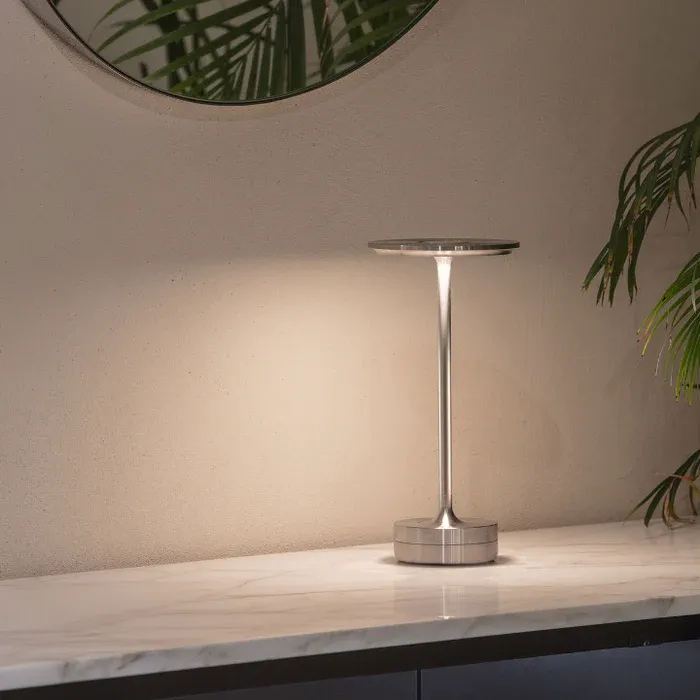 Rechargeable LED Table Lamp Touch Control 4 Brightness Levels Waterproof IP66 Metal Portable Battery Operated for Bedroom Living Room | Thomler