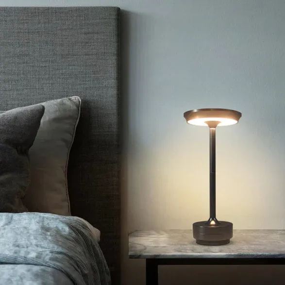 Rechargeable LED Table Lamp Touch Control 4 Brightness Levels Waterproof IP66 Metal Portable Battery Operated for Bedroom Living Room | Thomler