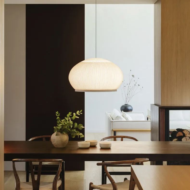Pendant Light 45.0 cm 17.7" Lycra Beige Dining Room Scandinavian Hanging Ceiling Lamp | Thomler