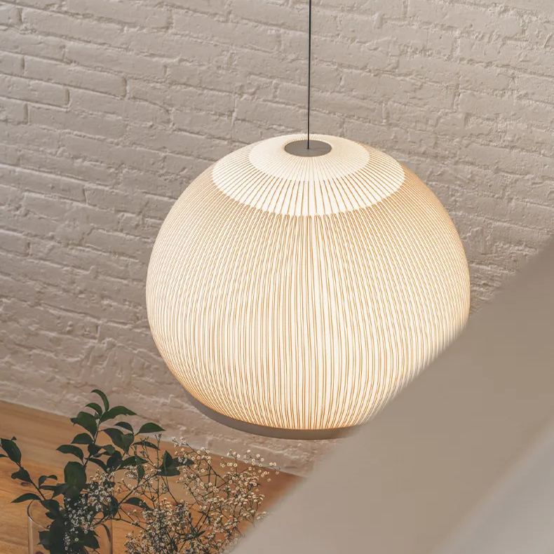Pendant Light 45.0 cm 17.7" Lycra Beige Dining Room Scandinavian Hanging Ceiling Lamp | Thomler