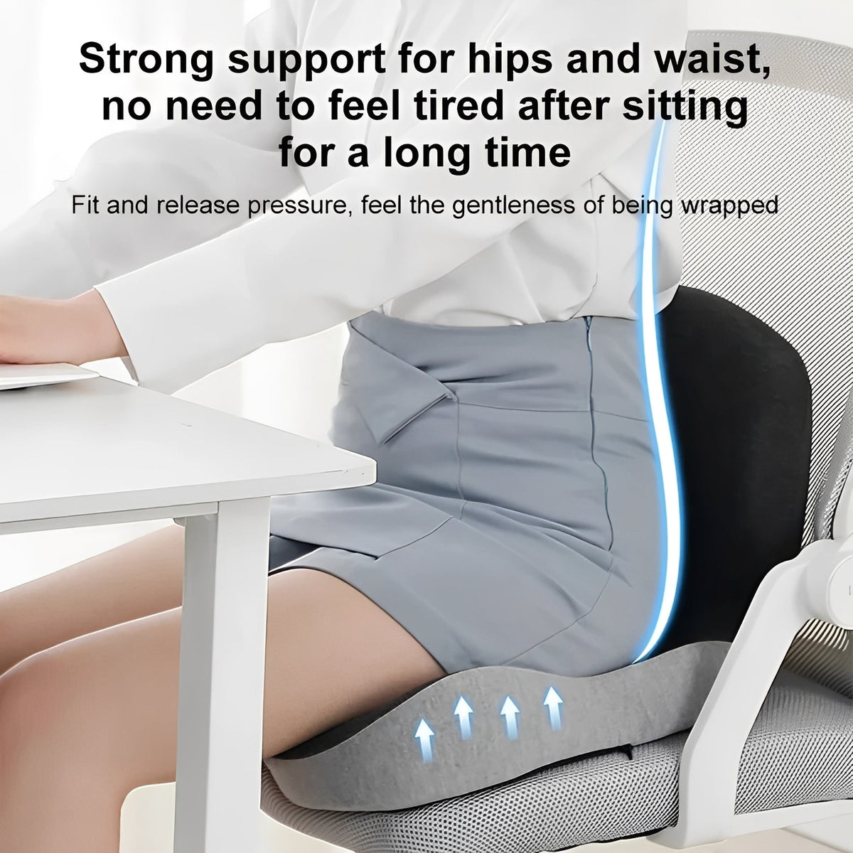 High-Density Foam Seat Back Support Wedge – L-Shaped Lower Spine Rest with Non-Slip Bottom for Office Chair, Car, Home | Thomler