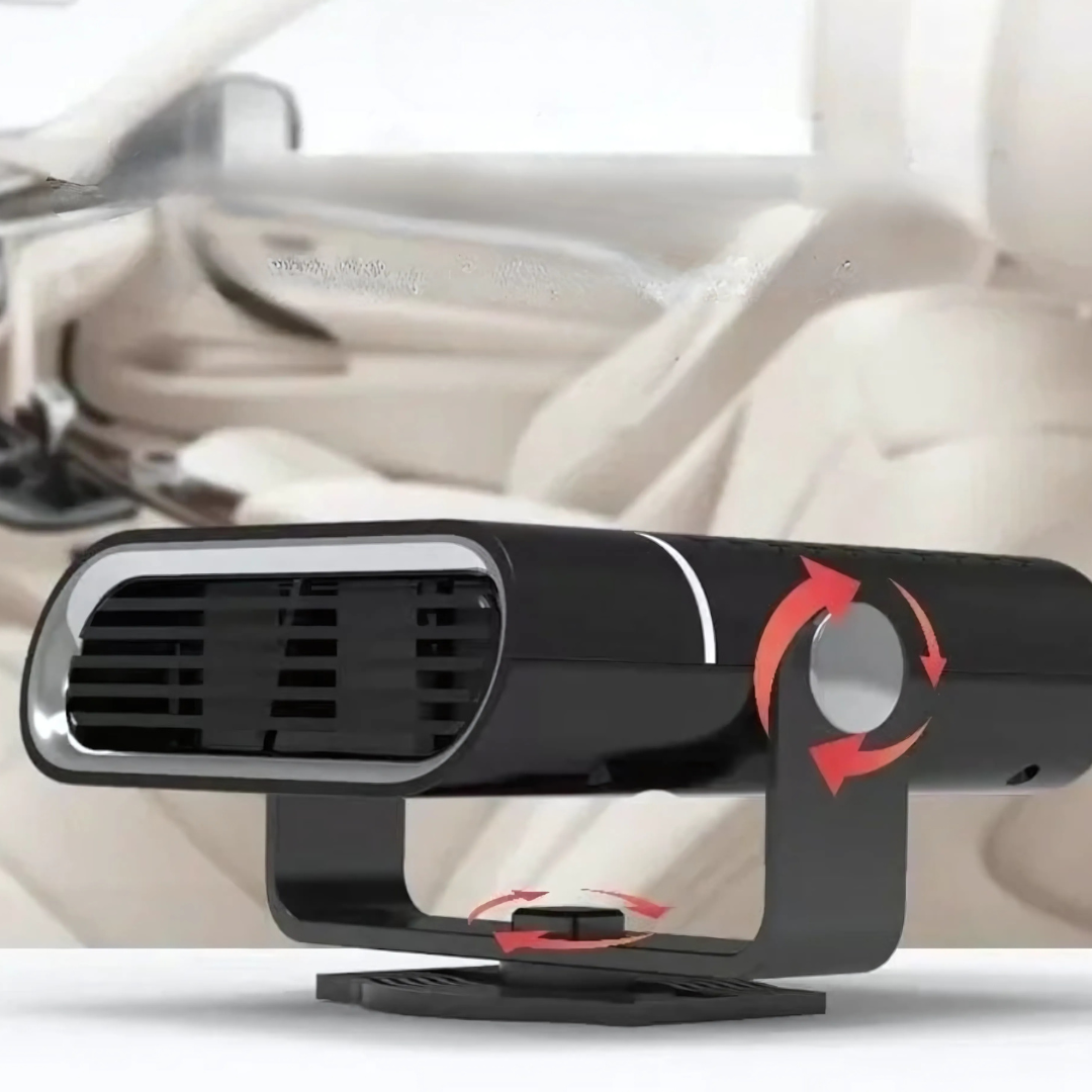 Portable 12V Car Heater & Defroster with USB Power for Windshield Defog, Winter Heating & Summer Fan | 360° Swivel Mount, Overheating | Thomler