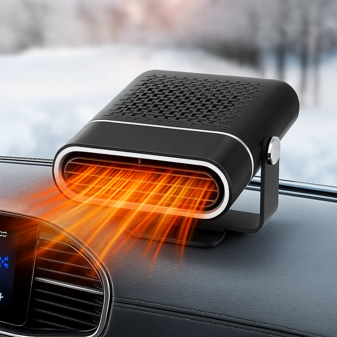 Portable 12V Car Heater & Defroster with USB Power for Windshield Defog, Winter Heating & Summer Fan | 360° Swivel Mount, Overheating | Thomler
