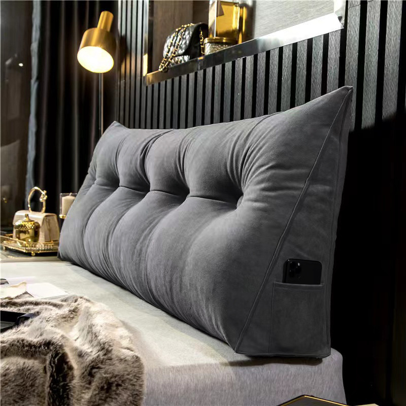 Upholstered Headboard Cushion for Bed – Ergonomic Back Support Pillow for Reading, Watching TV & Relaxing in Bedroom | Thomler