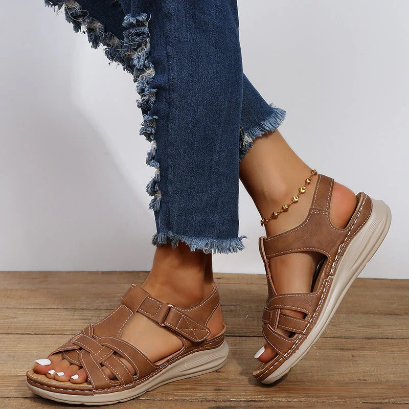 Adjustable Velcro Strap Sandals for Women with Orthopedic Footbed Support for All-Day Comfort | Thomler