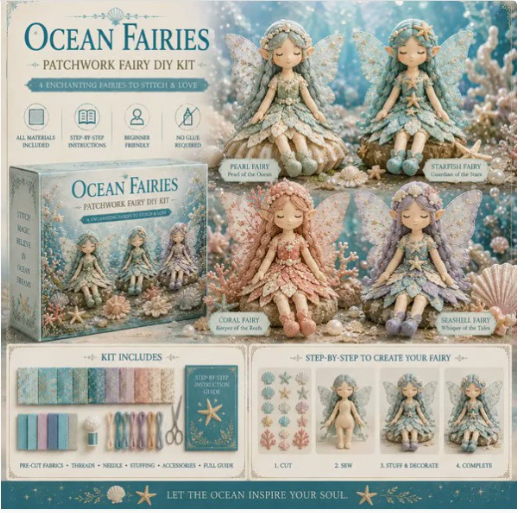 Handmade Fabric Fairy Sewing Craft Kit – 7 Whimsical Designs for Adults & Kids | Thomler