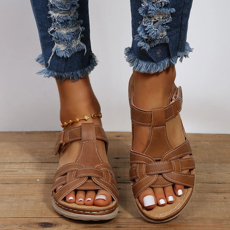 Adjustable Velcro Strap Sandals for Women with Orthopedic Footbed Support for All-Day Comfort | Thomler