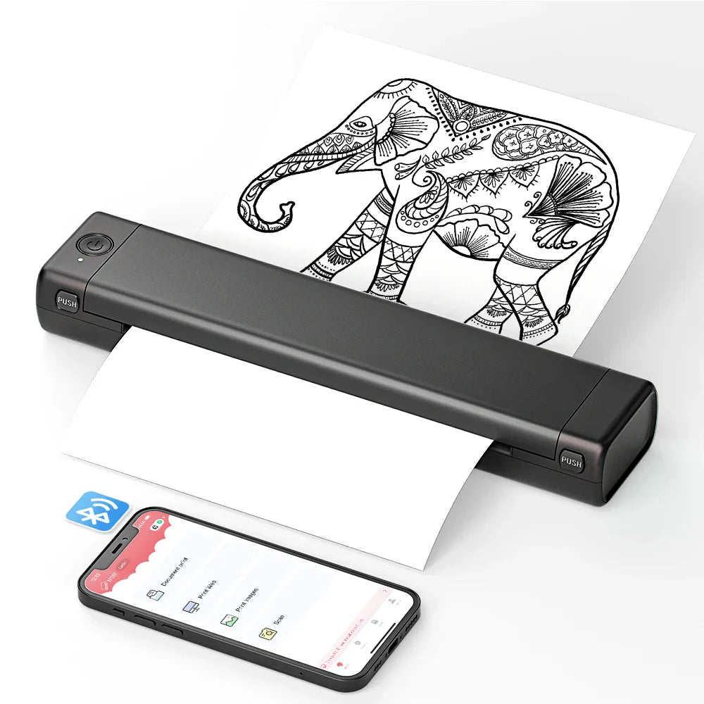 Thermal Printer Compact Inkless Bluetooth 15.0 cm Mobile Home Office Document Image Printing | Thomler