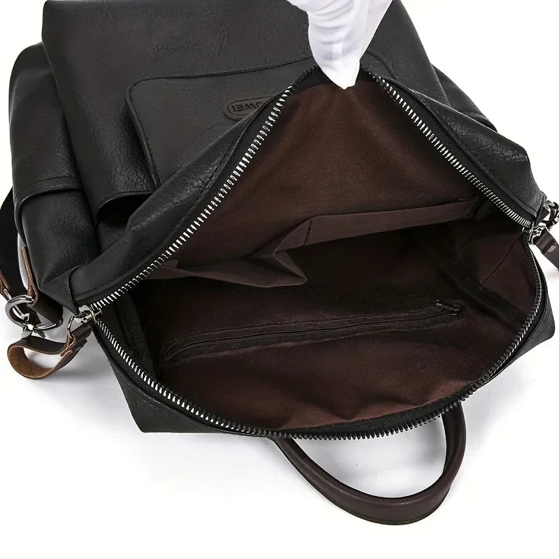 Convertible Faux Leather Backpack Purse for Women – Zip-Around Multi-Pocket Shoulder Bag Daypack for Work Travel School Everyday | Thomler
