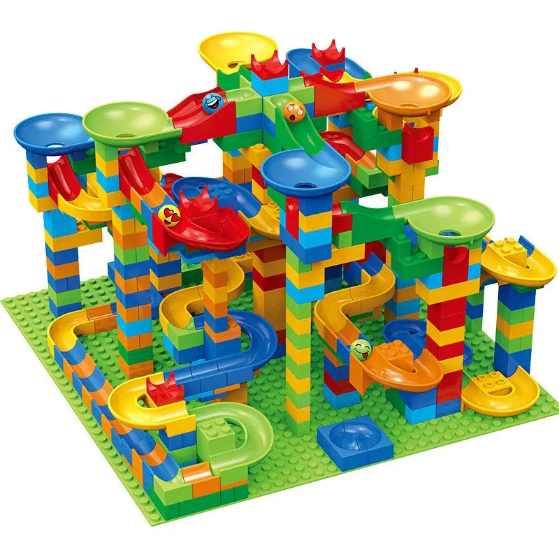 Building Block Marble Run Set for Kids Ages 3+ | STEM Construction Track Kit Develops Logic & Fine Motor Skills | Thomler