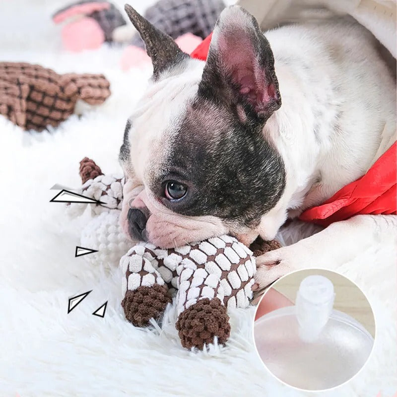 Heavy-Duty Plush Dog Toy with Squeaker for Aggressive Chewers | Durable Stuffed Animal Chew Toy for Large Dogs | Anxiety Relief Pet Toy | Thomler