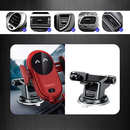 Automatic Qi-Enabled Vehicle Mounting Charger with Adjustable Grip for iPhone & Android Dashboard or Vent | Thomler
