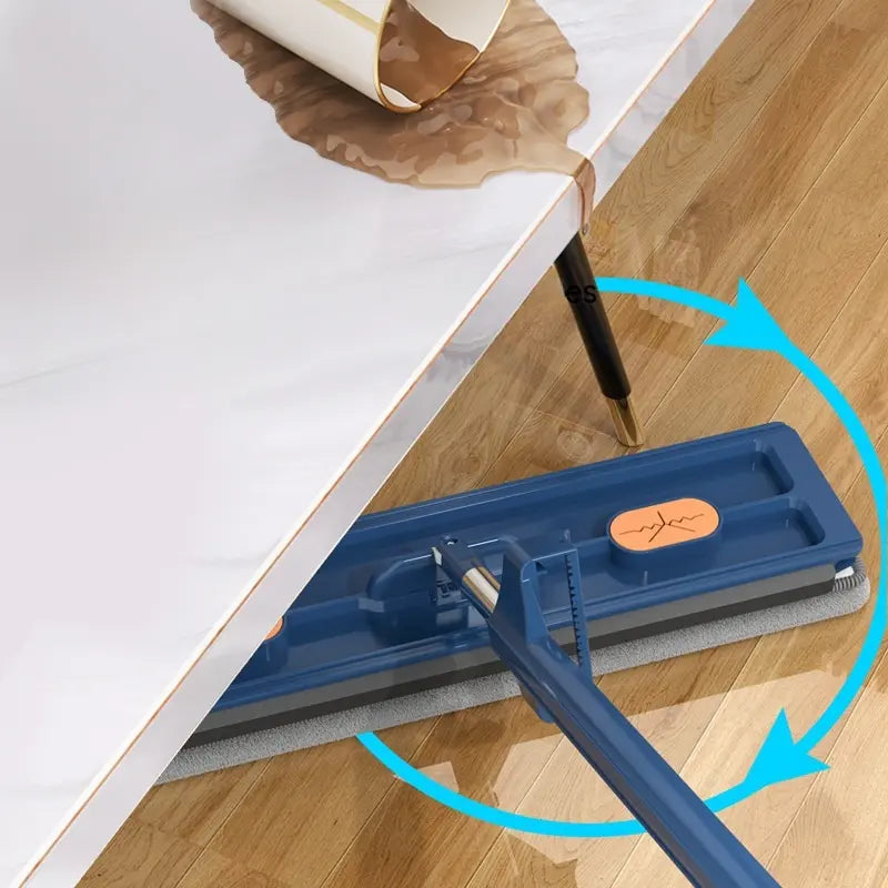 Rotating Flat Mop with Hands-Free Wringing System for Hardwood Tile Laminate | Triangle Head Corner Cleaner | Microfiber Floor Cleaning | Thomler