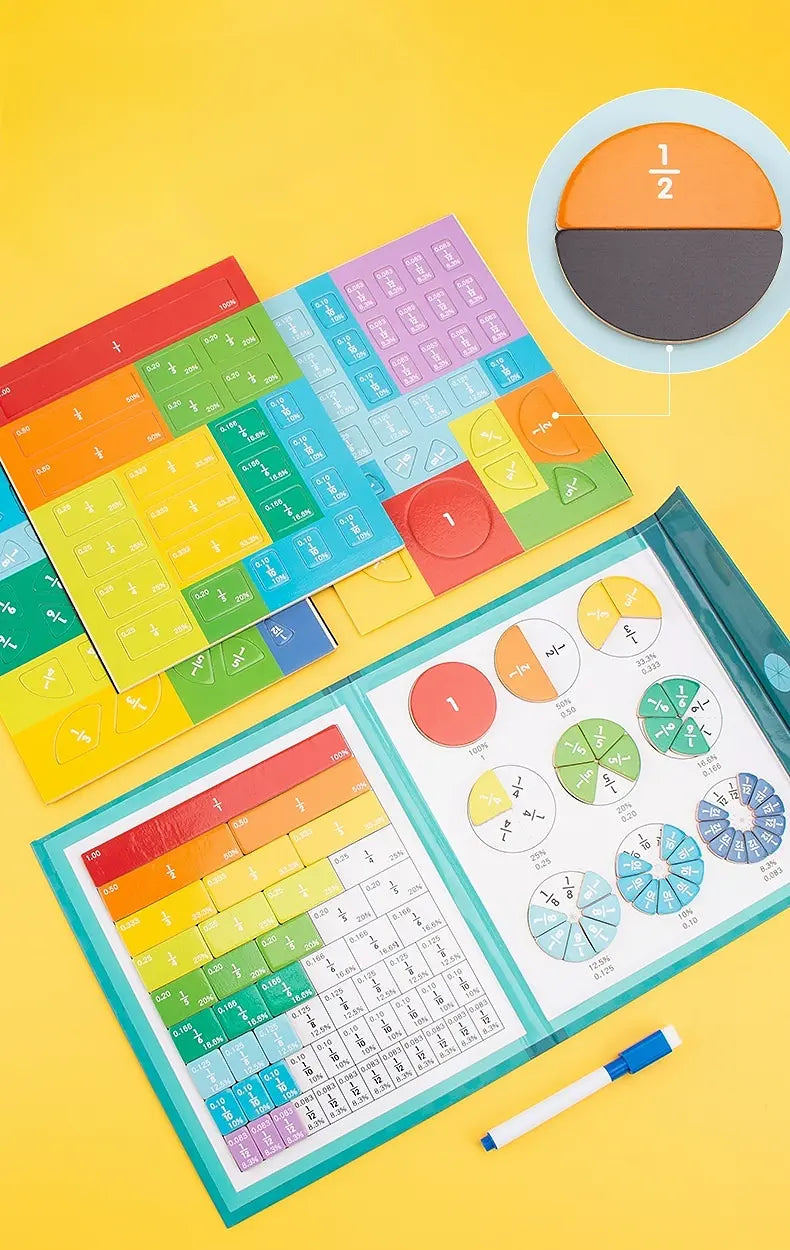 Interactive Fraction Learning Board with Magnetic Pieces for Kids Math Practice Home School Classroom Teaching Aid | Thomler