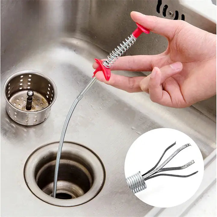 Flexible Drain Snake Tool with Hook for Clogged Pipes, Sinks, Tubs & Showers | Home Plumbing Unclogger | Thomler