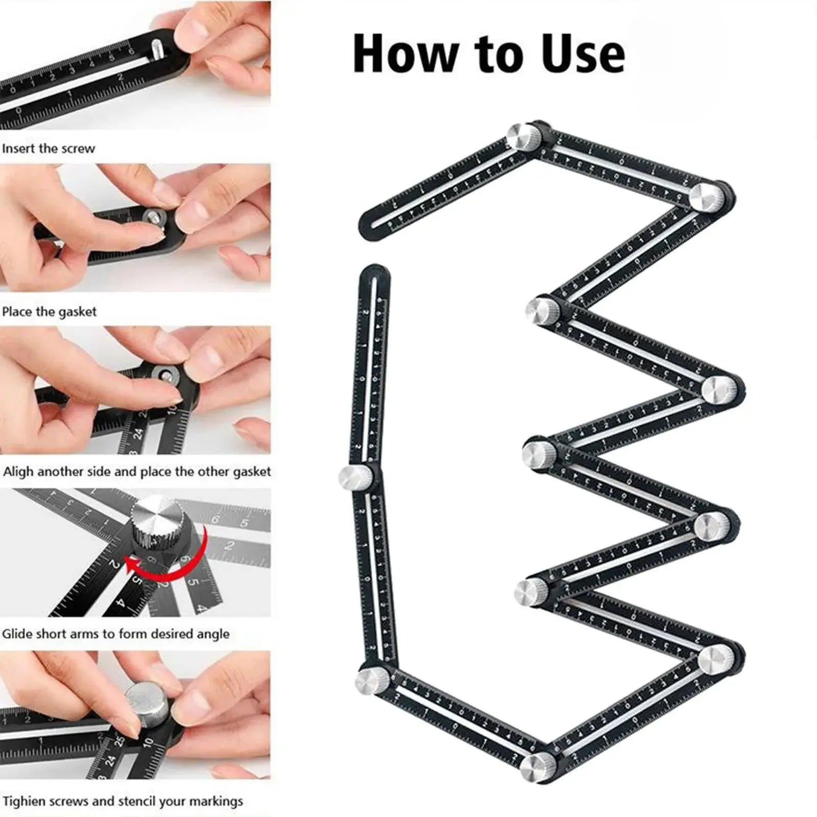 Adjustable Template Tool for Tiles, Flooring & Woodworking – Contour Duplicator with Locking Pins for Angles & Irregular Shapes – Heavy-Duty | Thomler