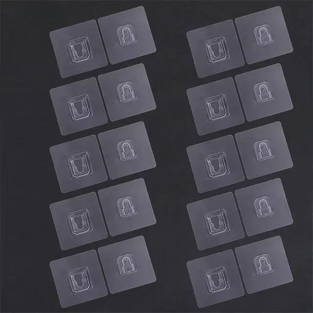 Clear Wall Mount Hooks 10-Pack Peel and Stick Organizers for Cable Management Router Power Strip Holder Home Office Décor | Thomler