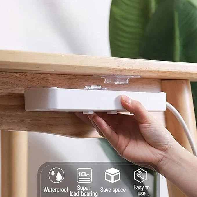 Clear Wall Mount Hooks 10-Pack Peel and Stick Organizers for Cable Management Router Power Strip Holder Home Office Décor | Thomler