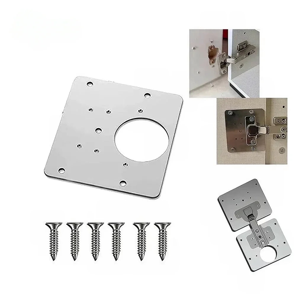 Cabinet Door Hinge Reinforcement Brackets Steel Repair Kit 3-Pack for Kitchen Bathroom Furniture Restoration Quick Fix Solution | Thomler