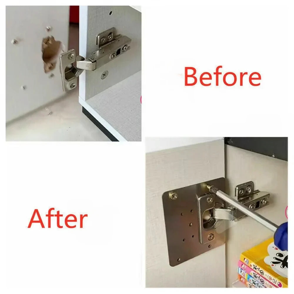 Cabinet Door Hinge Reinforcement Brackets Steel Repair Kit 3-Pack for Kitchen Bathroom Furniture Restoration Quick Fix Solution | Thomler