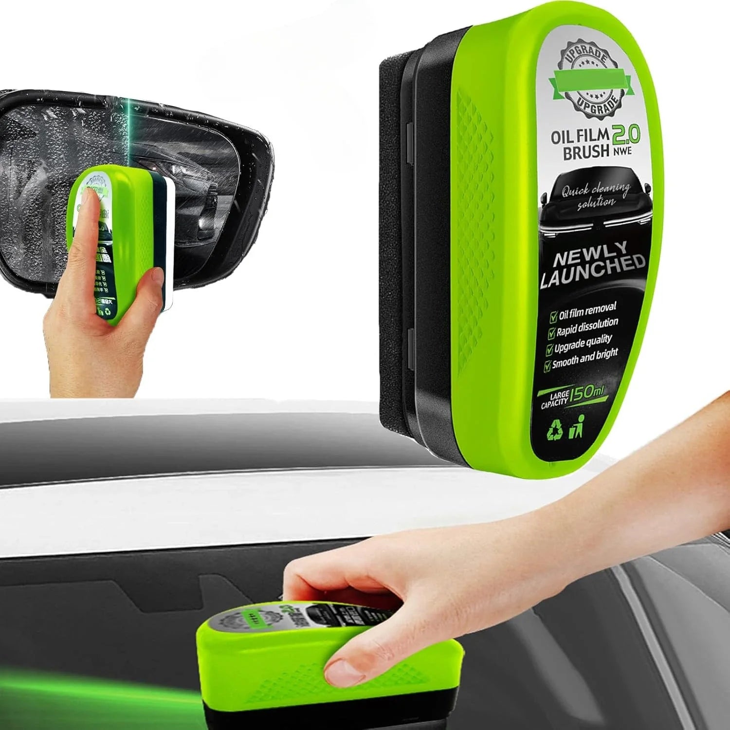 Windshield Oil Film Remover Brush with Hydrophobic Coating for Cars – Cleans Glass, Mirrors & Windows Fast | Thomler
