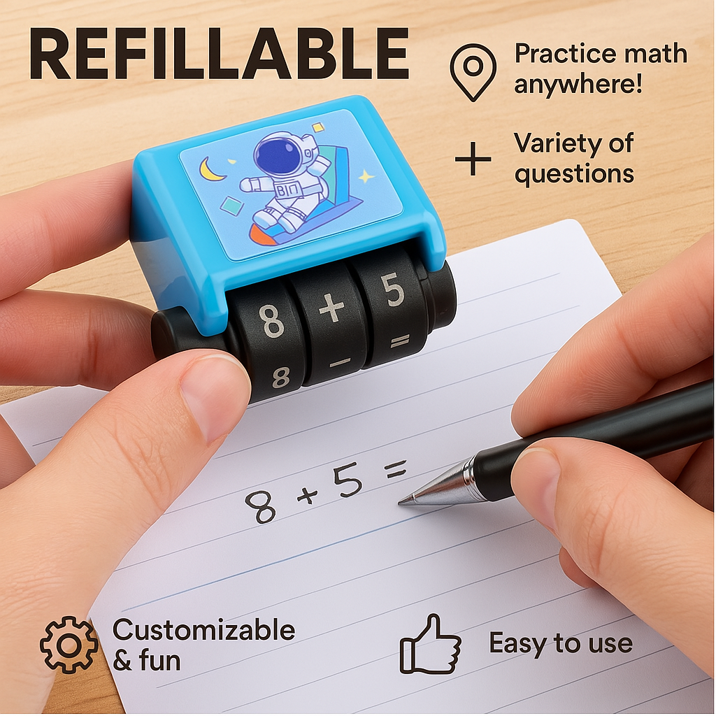Handheld Arithmetic Stamp Roller for Kids Elementary School Homework Practice & Learning | Thomler