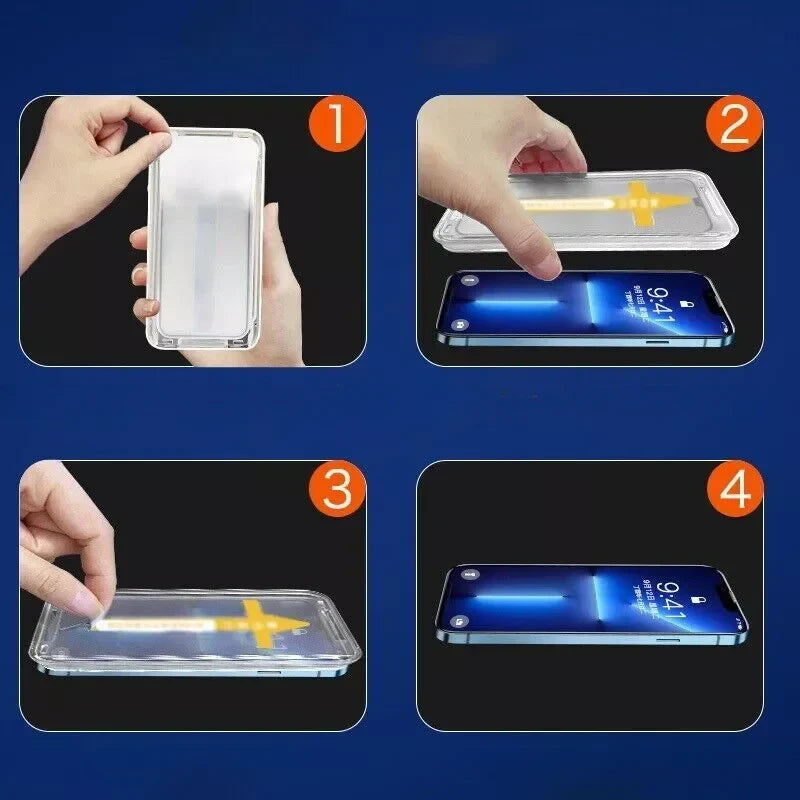Tempered Glass Screen Shield with Auto-Align Frame for iPhone – Scratch-Resistant, Bubble-Free Installation, Dust-Sealed Applicator | Thomler