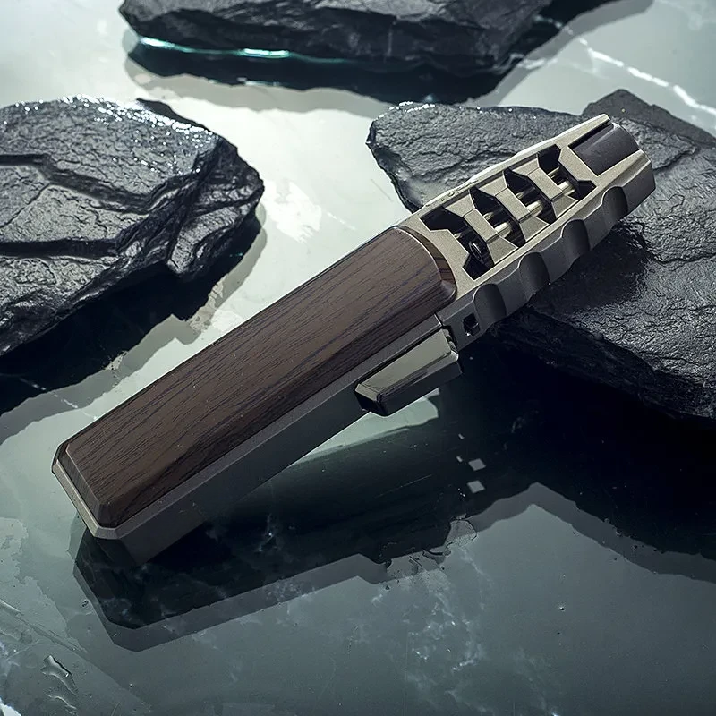 Refillable Butane Jet Flame Lighter with Carbon Fiber & Wood Finish for Outdoor Use, Camping, Cigars | Thomler