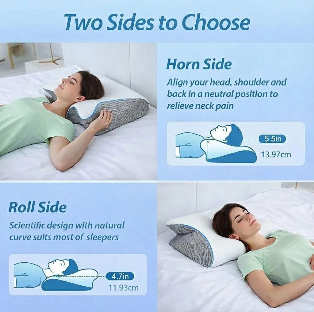 Contoured Memory Foam Sleep Pillow for Neck Alignment & Spinal Support – Dual-Height Design for Back, Side & Stomach Sleepers – Reduces Morn | Thomler