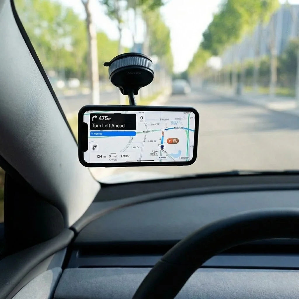 Car Dashboard Cell Phone Mount with 360° Rotation and Vacuum-Lock Base for iPhone & Android | Hands-Free Windshield Holder | Thomler