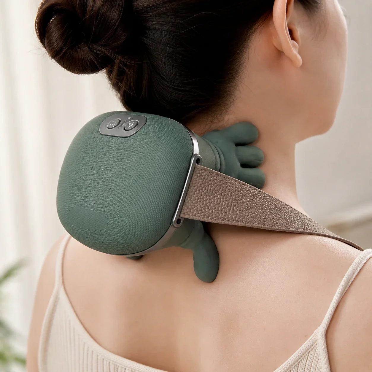 Electric Shiatsu Neck Massager with Heat for Shoulders and Trapezius – Hands-Free Kneading Relief for Office Workers, Gamers, and Home Relax | Thomler
