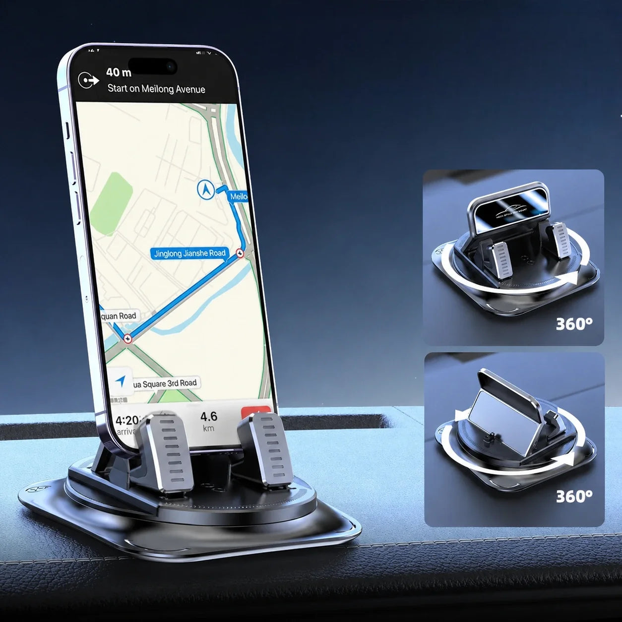 Dashboard GPS Mount for iPhone & Android with 360° Rotation & Hands-Free Viewing for Cars, Trucks & SUVs | Thomler