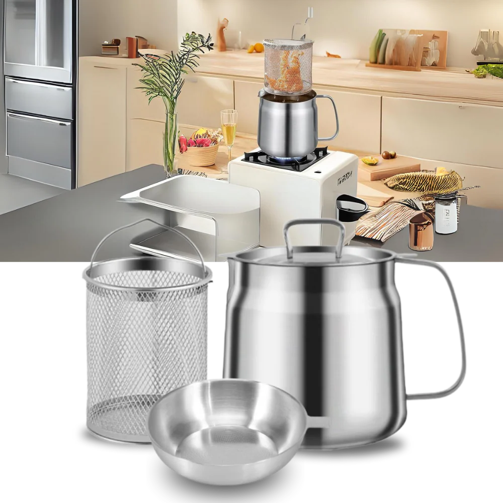 Dual-Purpose Frying Pan with Built-In Strainer for Oil Filtering & Storage | Thomler