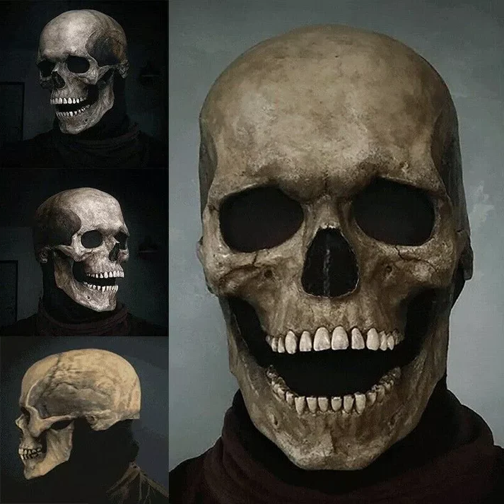 Full-Head Skull Costume Mask with Articulated Jaw and Anatomical Detail | Thomler