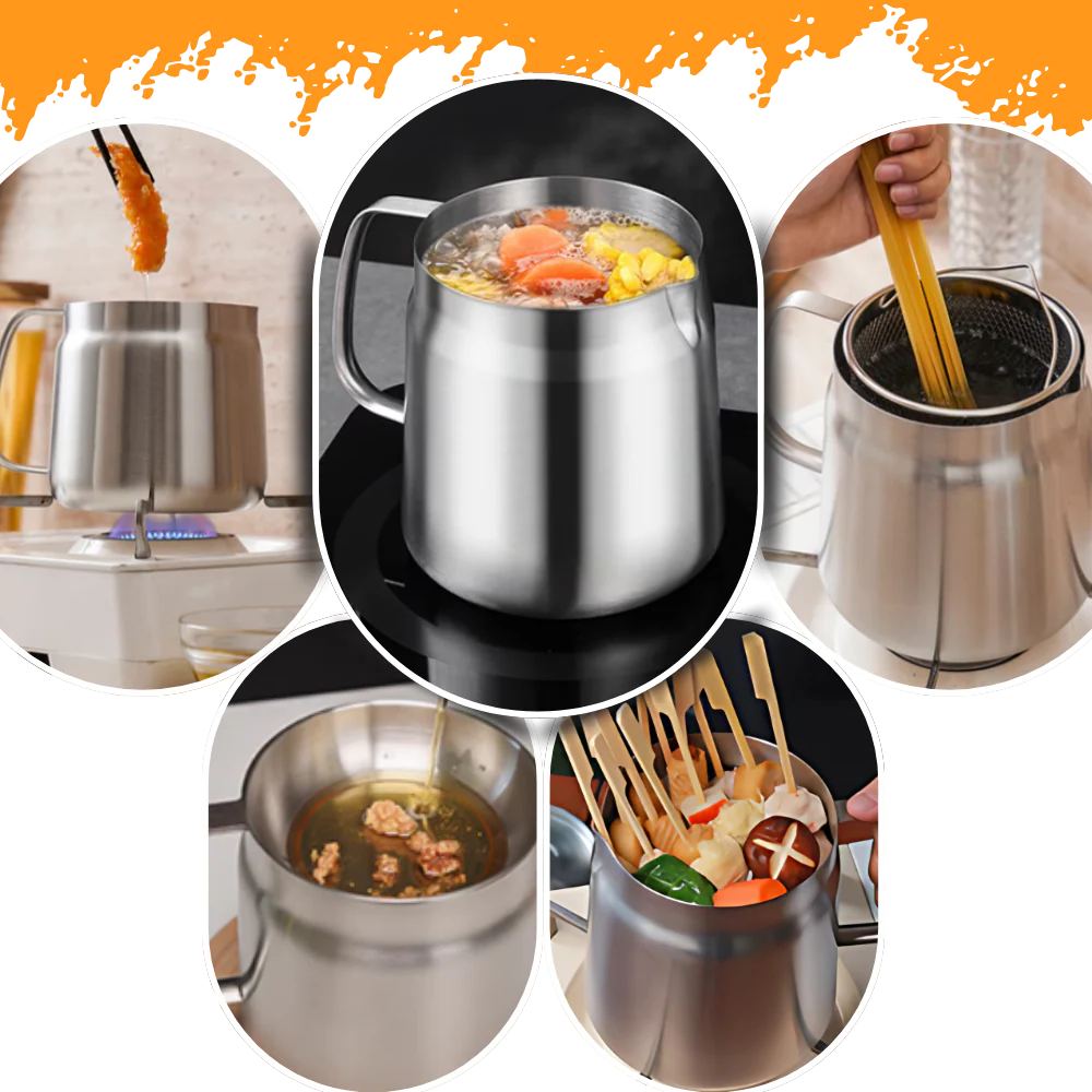 Dual-Purpose Frying Pan with Built-In Strainer for Oil Filtering & Storage | Thomler