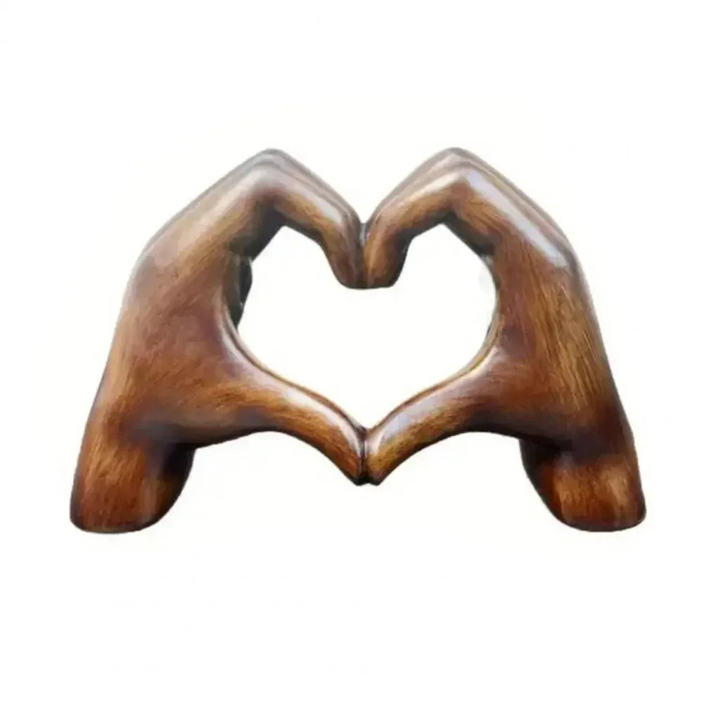 Carved Wooden Heart Sculpture – Natural Grain Accent Piece for Living Room, Bedroom or Office | Thomler