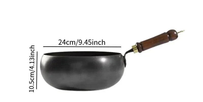 Wok Pan Iron 30.0 cm Wooden Handle Deep Stir Fry Cooking Induction Gas Electric Ceramic Kitchen Pan With Lid | Thomler