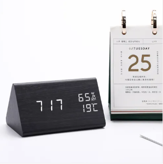 Voice-Activated Wooden LED Clock – Natural Grain Display for Bedroom or Living Room | Thomler