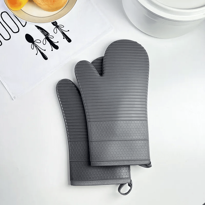 Oven Gloves Food-Grade Silicone 13 in Heat Resistant Kitchen Cooking BBQ Baking Safety Gloves | Thomler