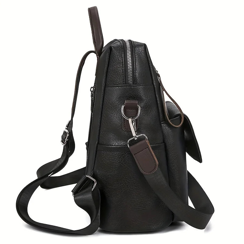 Convertible Faux Leather Backpack Purse for Women – Zip-Around Multi-Pocket Shoulder Bag Daypack for Work Travel School Everyday | Thomler