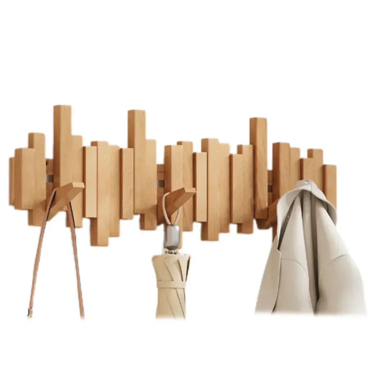 Wall Hook Wood 60.0 cm Minimalist Hallway Coat Bag Key Storage Organiser Entryway Bedroom Mounted Rack | Thomler