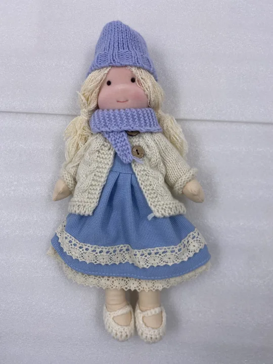 Handcrafted Waldorf Doll with Knit Outfit – Soft Natural Cotton Fabric, Eco-Friendly Washable Toy for Toddlers & Kids Age 3+, Timeless | Thomler