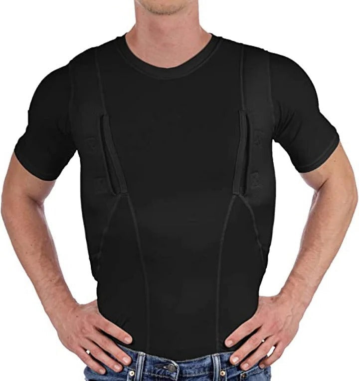 Dual-Pocket Compression Shirt for Ambidextrous Concealed Carry with Built-In Holsters for Men and Women | Thomler