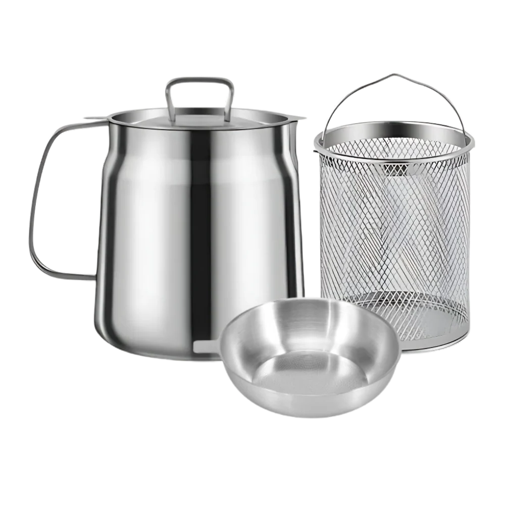 Dual-Purpose Frying Pan with Built-In Strainer for Oil Filtering & Storage | Thomler