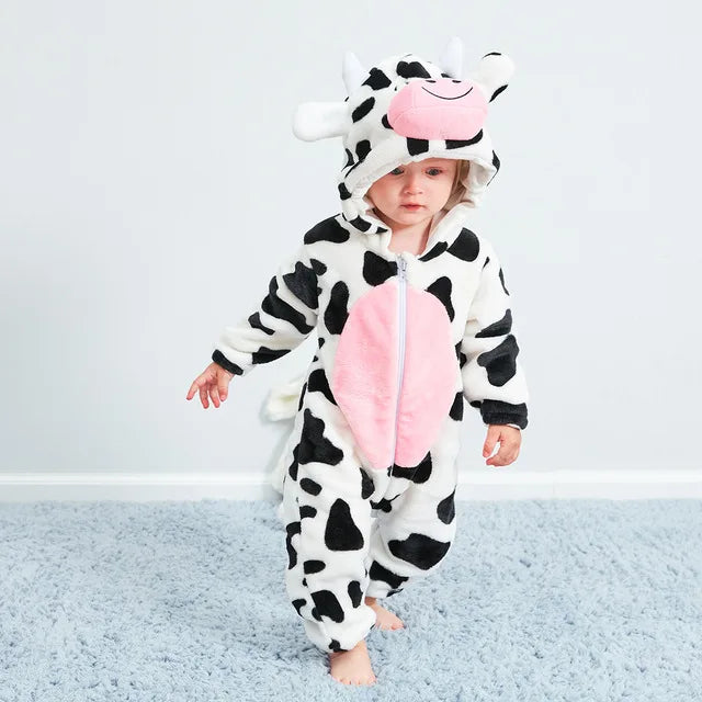 Soft Baby Animal Onesie Costume with Hood – Full-Zip Fleece Outfit for Infants & Toddlers – Home, Playdates & Photo Ops | Thomler