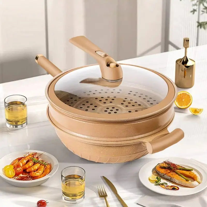 Wok Pan Aluminium 28.0 cm Non-Stick Multifunctional Cooking Steamer | Thomler