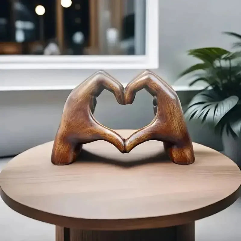 Carved Wooden Heart Sculpture – Natural Grain Accent Piece for Living Room, Bedroom or Office | Thomler