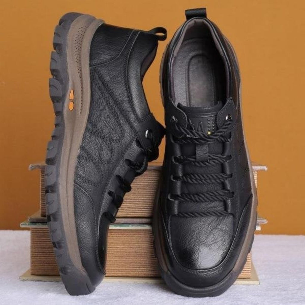 Men's Arch Support Leather Shoes Waterproof Slip-On Casual Dress Sneakers for Work Walking Office Daily Wear | Thomler