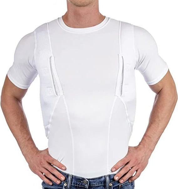 Dual-Pocket Compression Shirt for Ambidextrous Concealed Carry with Built-In Holsters for Men and Women | Thomler